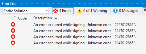 Solved: Re: An unknown error occurred. Error code: 1 Since Dec 1